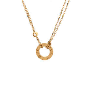 Cartier 2 Diamonds Love Pendant Necklace 18K Yellow Gold and Diamonds